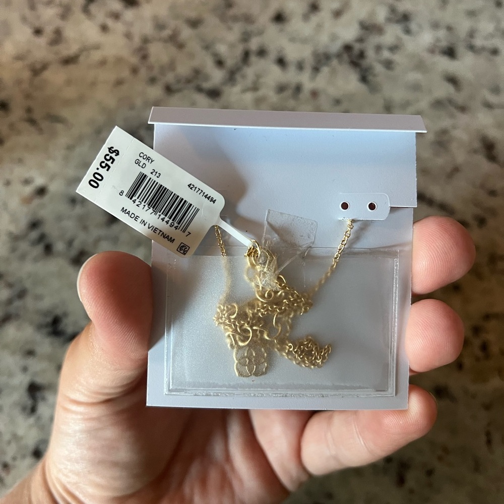 New - Kendra Scott Gold Necklace with Blush Pink Pendant - Picture 2 of 2
